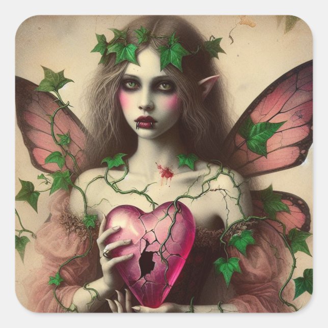 Vampire Fairy Quadratischer Aufkleber (Vorderseite)
