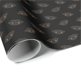Vampire Fangs Copper Black Halloween Pattern Geschenkpapier
