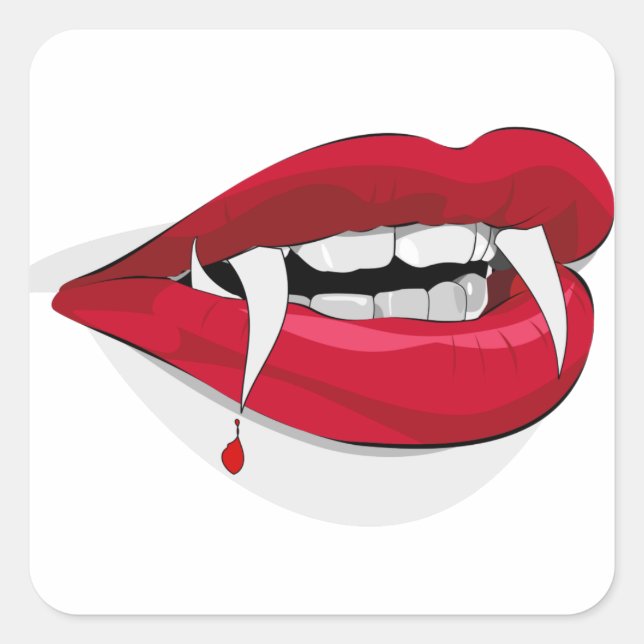 Vampire Fangs Quadratischer Aufkleber (Vorderseite)