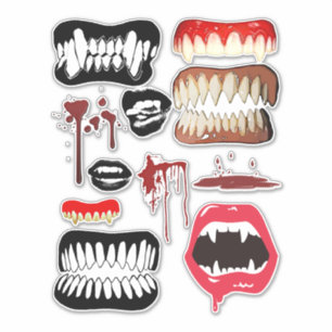 Vampire Fangs Teeth Halloween Horror art Aufkleber
