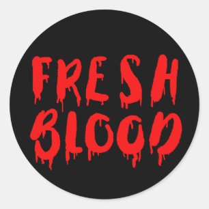 Vampire Fresh Blood Halloween Getränkeetikett Runder Aufkleber