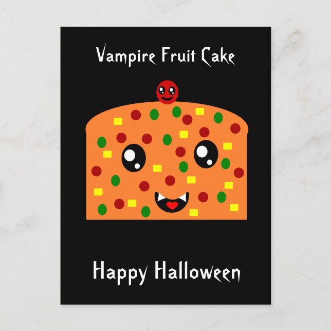Vampire Fruit Cake "Happy Halloween" Postkarte (Vorderseite)