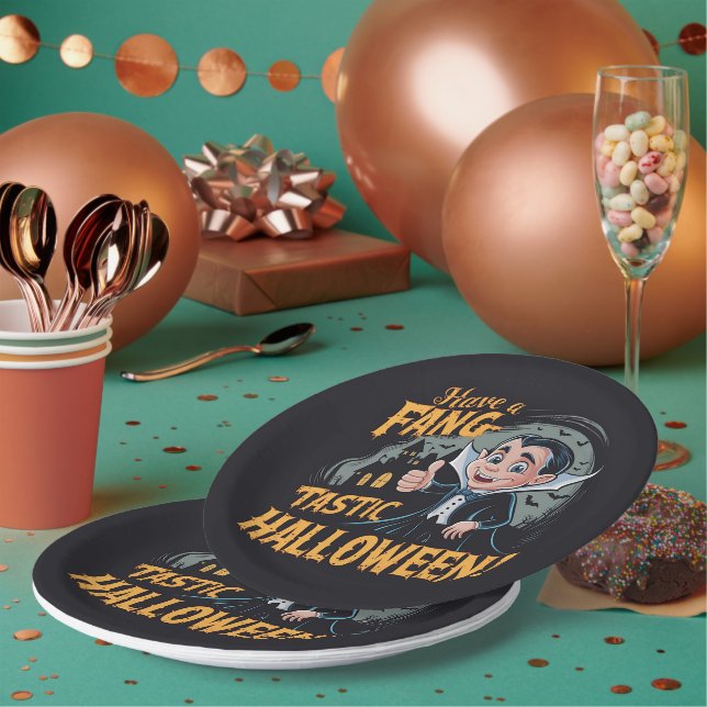 Vampire Funny haben ein Fang-Tastic Halloween Pappteller (Multi)