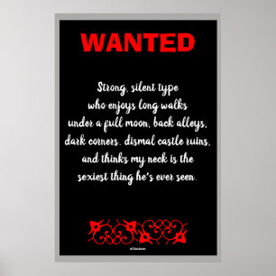 Vampire Gewollt Funny Gothic Art Print Poster