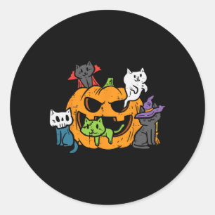 Vampire Ghost Zombie Hexen Katzen in Pumpkin Niedl Runder Aufkleber