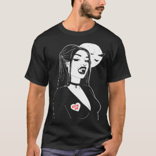 Vampire Girl Bite Me Design T-Shirt Beauty Vamp