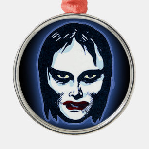 Vampire Girl (Horror) Silbernes Ornament