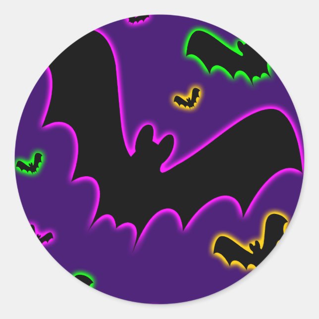 Vampire Glow Bats Runder Aufkleber (Vorderseite)