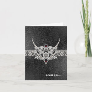Vampire Goth Imitats Leather Jeweled Wedding Dankeskarte