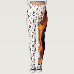 🦇 Vampire Gothic Halloween Leggings 🎃 weiß 🖤