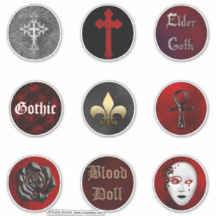 Vampire Gothic Round Collector's Stickers Set Aufkleber