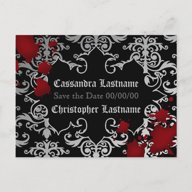 Vampire Halloween Hochzeit | SAVE THE DATE Ankündigungspostkarte (Vorderseite)