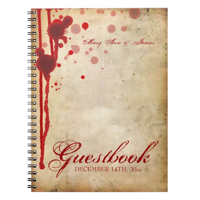 Vampire-Halloween-Hochzeitguestbook-Fake blutrot Notizblock (Vorderseite)
