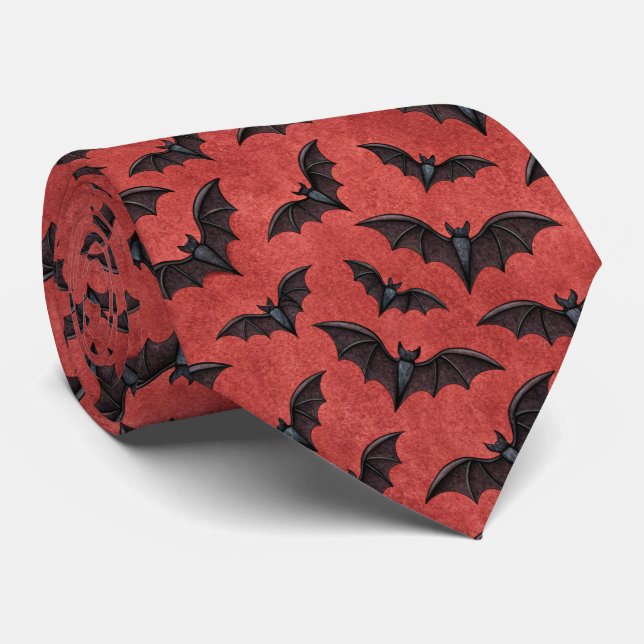 Vampire Halloween Muster Krawatte (Gerollt)