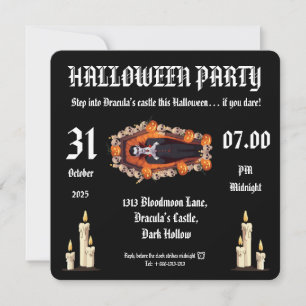 Vampire 🖤 Halloween-Party - Schwarze Einladungska Einladung