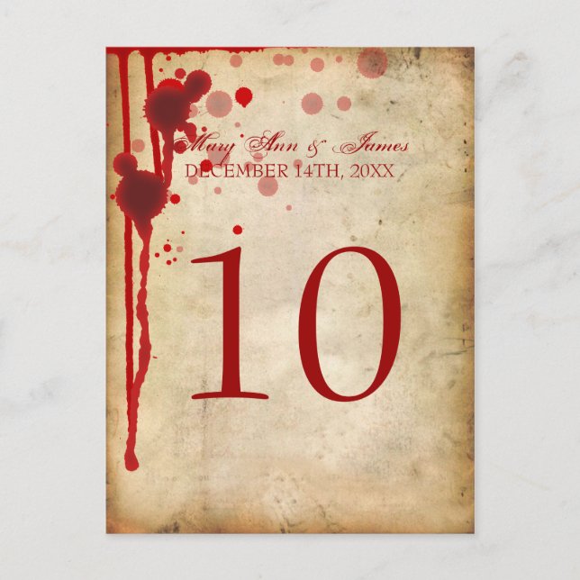 Vampire Halloween Tischnummer Fake Blored (Vorderseite)