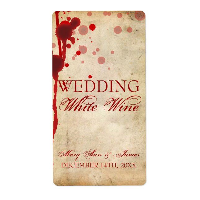 Vampire Halloween Weinetikett Fake Rotes Blut (Vorne)