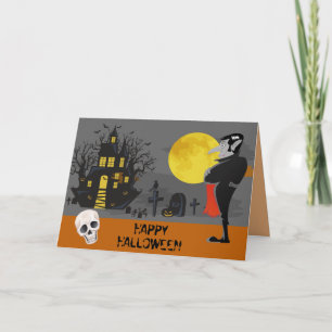 Vampire Haunted House Halloween Karte
