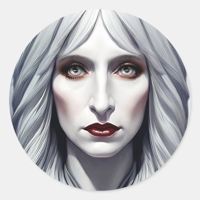 Vampire Hexe Woman Fantasy Dark Art Runder Aufkleber (Vorderseite)