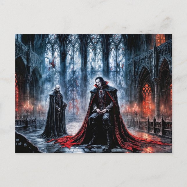 Vampire in der gotischen Kathedralhalle Postkarte (Vorderseite)