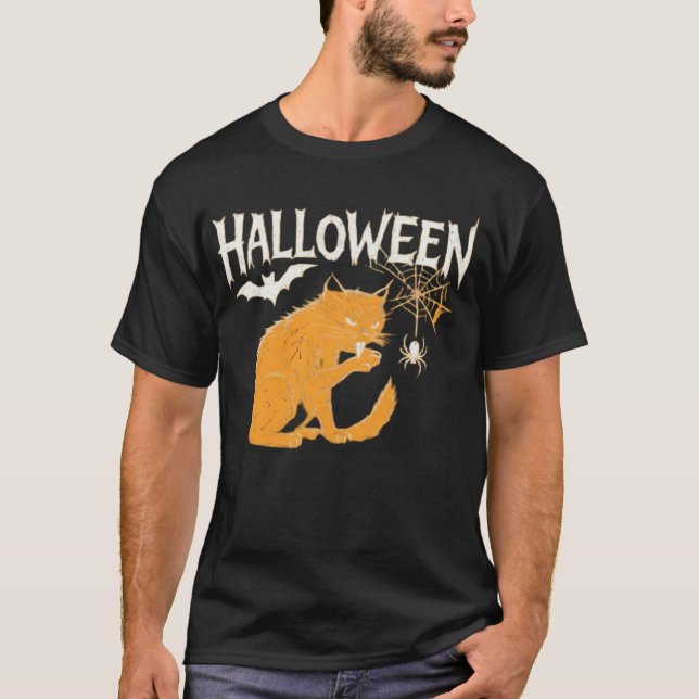 Vampire Katze Halloween Klassiker T-Shirt (Vorderseite)