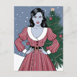 Vampire Lady Blue Skin Weihnachten Postkarte