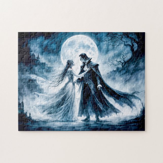Vampire-Liebe unter Moonlit Sky Puzzle (Horizontal)