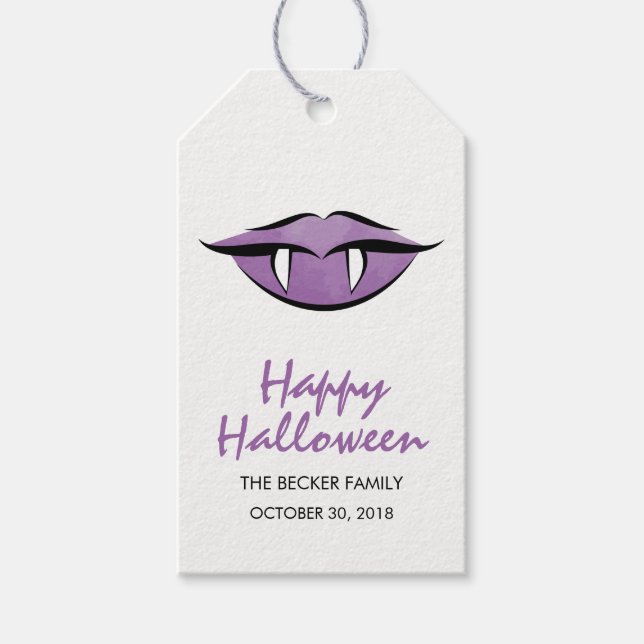 Vampire Lips Goth Happy Halloween-Geschenkmarke Geschenkanhänger (Vorderseite)