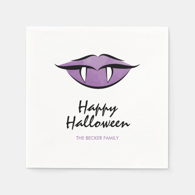 Vampire Lips Goth Happy Halloween Paper Napkins Serviette (Vorderseite)