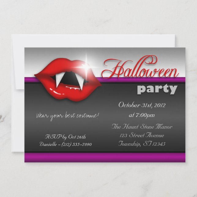 Vampire Lips Halloween-Party Einladungen (Vorderseite)
