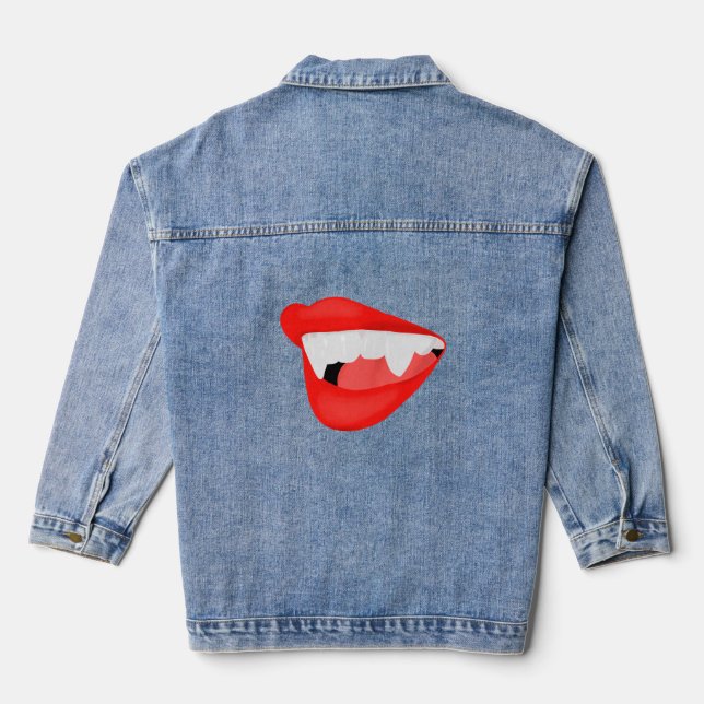 Vampire Lips Thirsty for a Neck Jeansjacke (Rückseite)