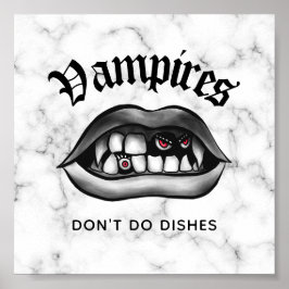 Vampire machen keine Geschirr lustige Fangs Poster