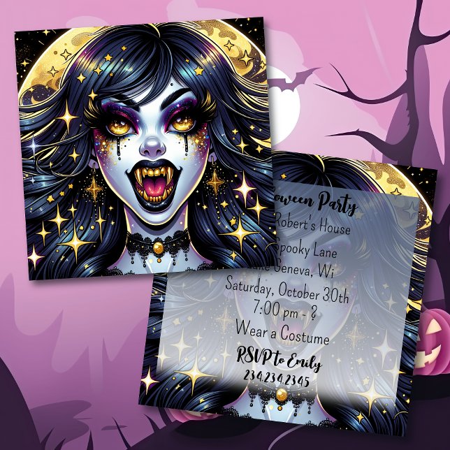 Vampire mit Goldfangs Vollmond-Halloween-Party (Von Creator hochgeladen)