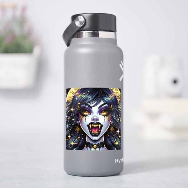 Vampire mit Goldfangs Vollmond-Halloween-Party Aufkleber (HydroFlask)