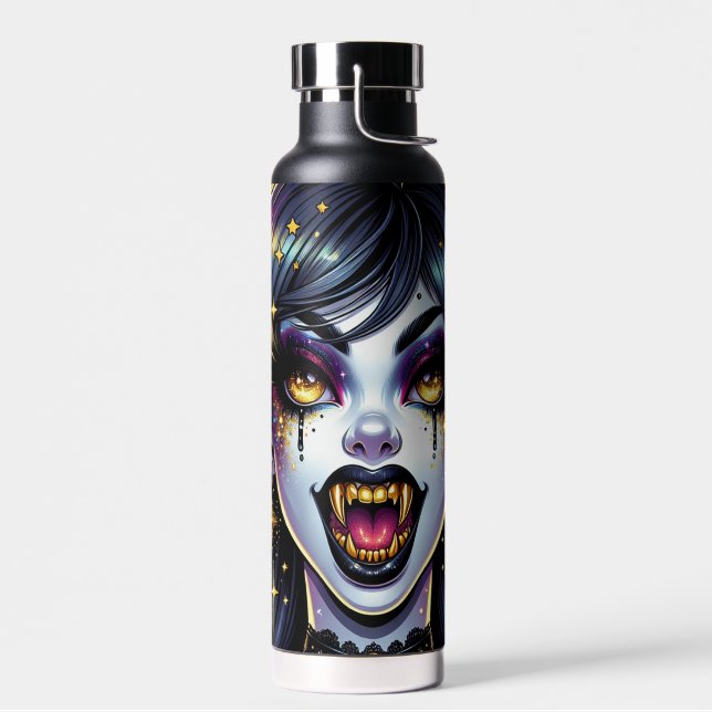 Vampire mit Goldfangs Vollmond-Halloween-Party Trinkflasche (Links)
