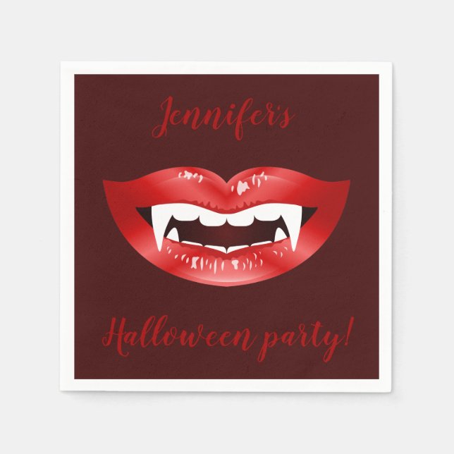 Vampire Mouth Personalisierter Halloween-Party Tex Serviette (Vorderseite)