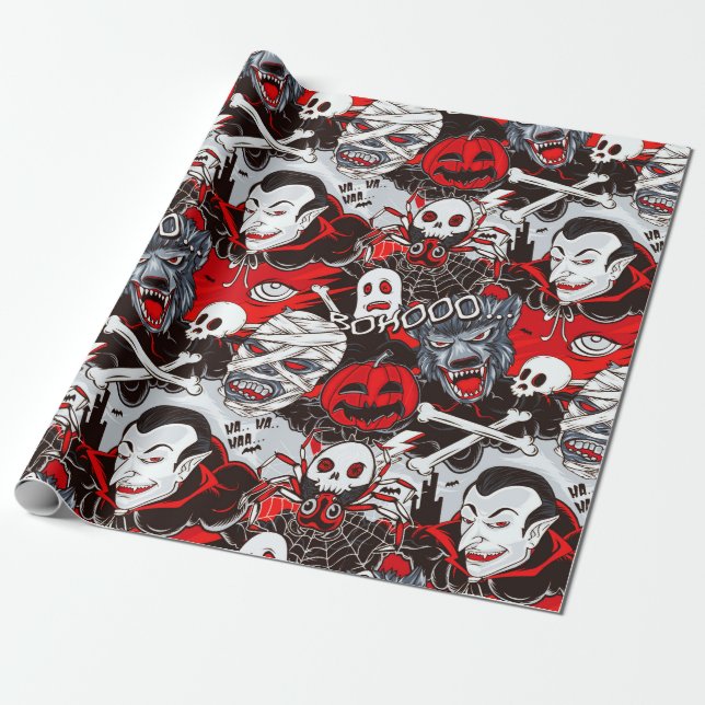 Vampire Night Matte Wrapping Paper, 30" x 6' Geschenkpapier (Ungerollt)