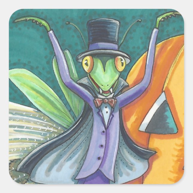 VAMPIRE PRAYING MANTIS, BUG STICKERS SHEED Square (Vorderseite)