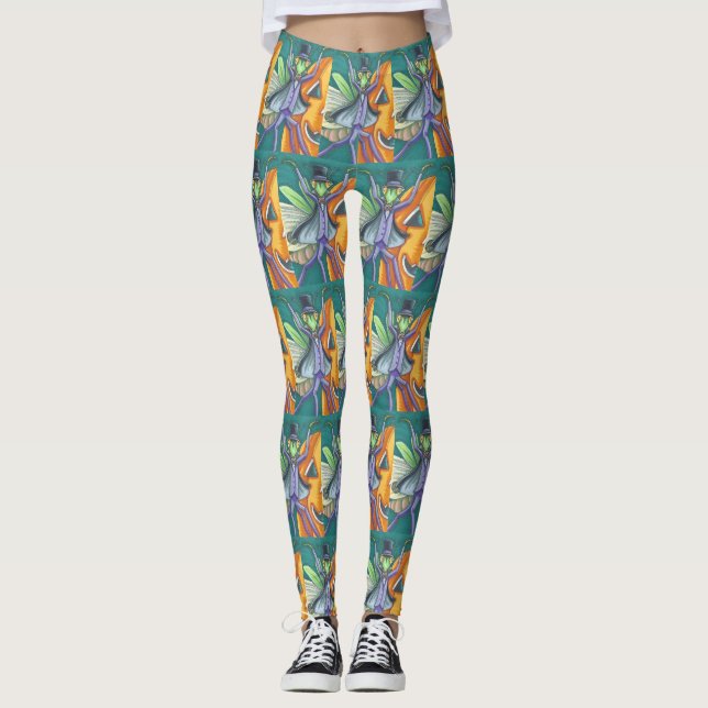 VAMPIRE PRAYING MANTIS, HALLOWEEN BUG ART LEGGINGS (Vorderseite)