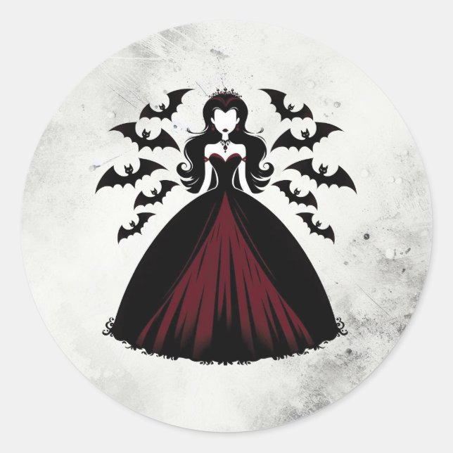 Vampire Queen Halloween-Party Runder Aufkleber (Vorderseite)