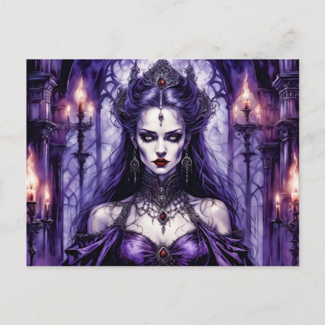Vampire Queen in Gothic Castle Postkarte (Vorderseite)