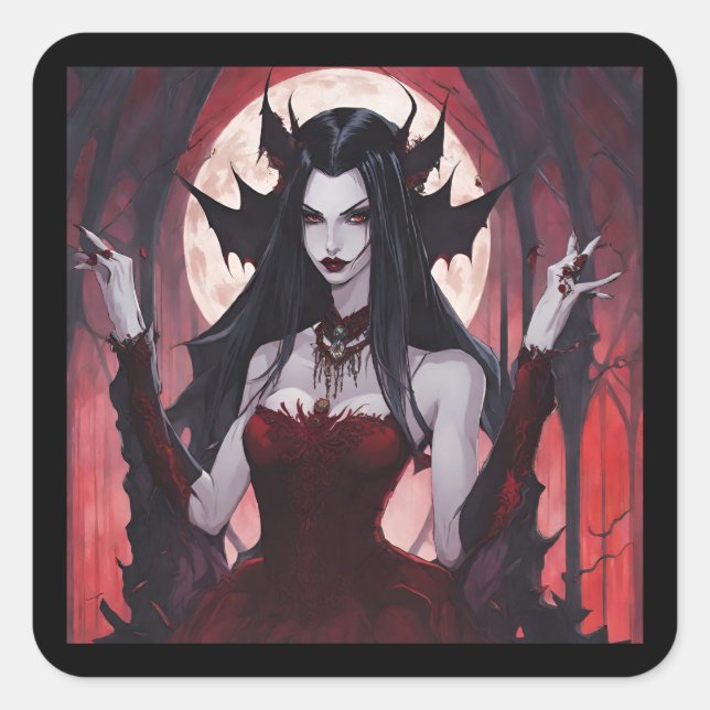 Vampire Queen Quadratischer Aufkleber (Vorderseite)