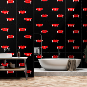 Vampire Red Lips benutzerdefinierte Farbe Schwarz Tapete