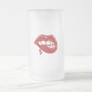 Vampire Red Lips Tropfen Blut Mattglas Bierglas
