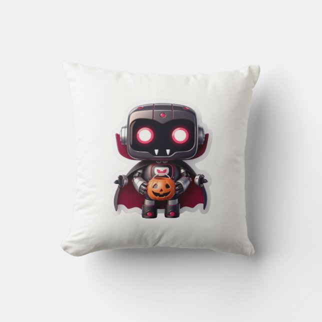 Vampire Robot Halloween Pillow Niedlich Techy Spoo Kissen (Vorderseite)