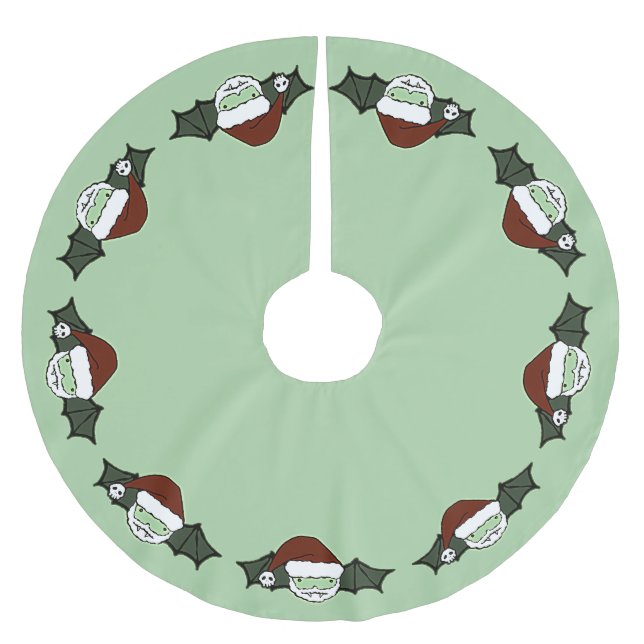 Vampire Santa Bat Polyester Weihnachtsbaumdecke (Vorderseite)