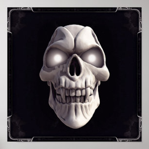 Vampire skull with glowing eyes poster