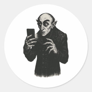 Vampire Smartphone Nosferatu Selfie Count Orlok Ha Runder Aufkleber