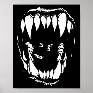Vampire Teeth Fangs Gothic Horror Halloween Grunge Poster