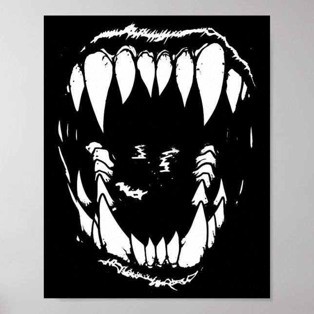 Vampire Teeth Fangs Gothic Horror Halloween Grunge Poster (Vorne)